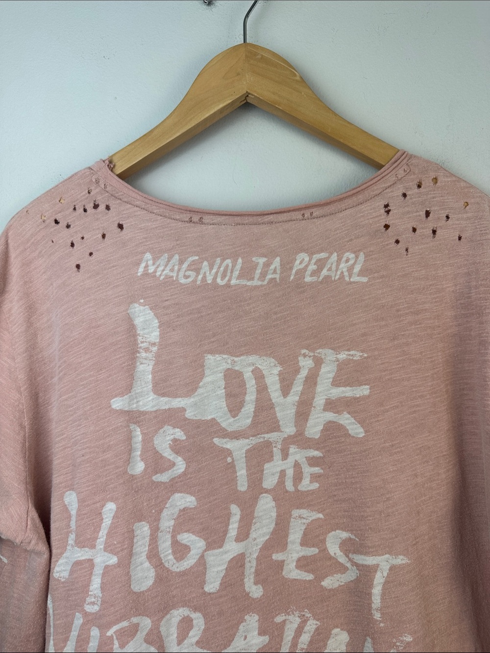 Magnolia Pearl Spread Love Cat Oversized Tee in Mollu Pink Distressed Cotton OS - Picture 13 of 16